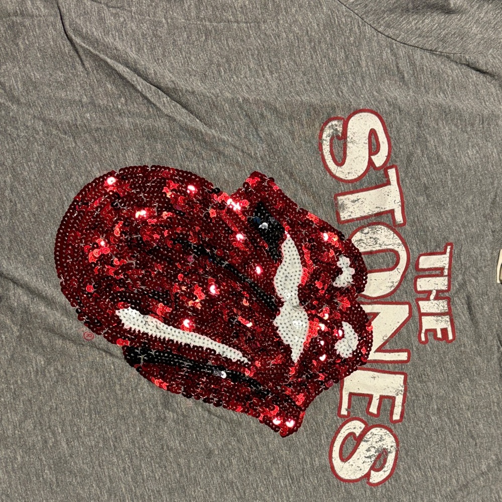 Gray T-Shirt with Red Sequin Rolling Stones Design made for H&M - Picture 4 of 6